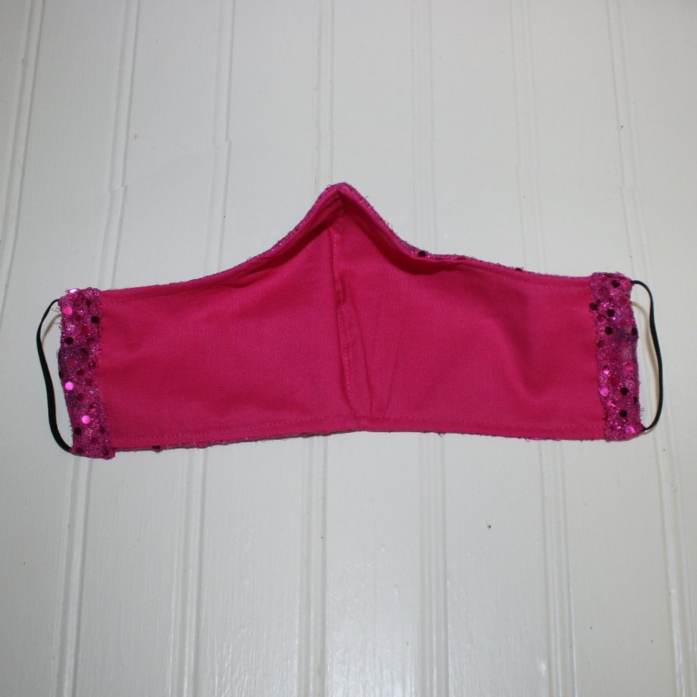 HANDMADE Kids Hot Pink Sequin Face Mask Shield - Picture 3 of 3